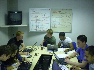 One of the teams making their decisions